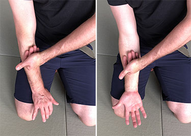 Using a soft fist for myofascial release of tension in the forearm